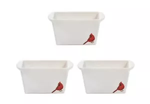 S/3 Temptations 6” Mini Loaf Pan 12oz Winter Woodland White Cardinal w/ Gift Box - Picture 1 of 24