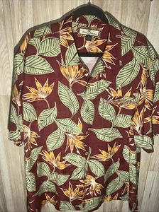 Tommy Bahama Hawaiihemd Herren Large rot grün Blumenmuster Seide - Bild 1 von 7