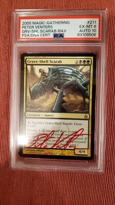 MTG Grave-Shell Scarab Ravnica Signed by Pete Venters PSA 6 Auto 10 Magic - Image 1 of 2