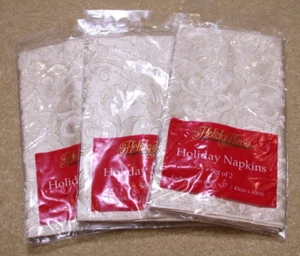 WalMart Napkins Ivory Holiday Time Lot Of 3 Packs Poly Blend 17x17 - Picture 1 of 6