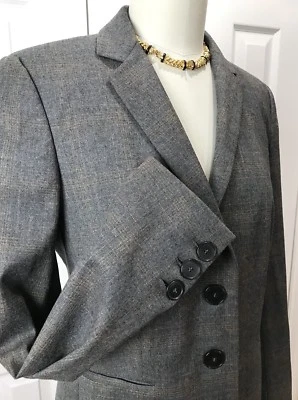 BLAZER NUEVO CON ETIQUETAS $300 ZANELLA HECHO EN ITALIA MEZCLA DE LANA VIRGEN GRIS TOSTADO TALLA 6 Foto 1 de 4