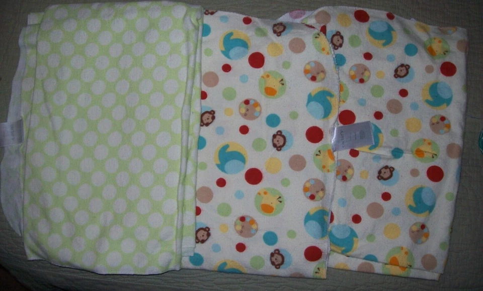 CARTERS PEEK A BOO JUNGLE RECEIVING BLANKETS SET OF 3 30 X 40 COTTON - Image 1 of 1