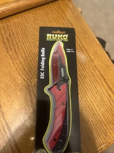 New! RUKO EDC Folding Knife Red Black - Picture 1 of 2
