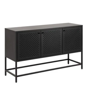 Newcastle 3 Door Raised Sideboard In Matt Black - Picture 1 of 11