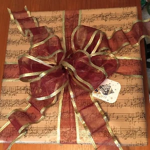 Wire Edged Burgundy Gold Ribbon 5 Yards Sheer Holiday Christmas Bows Gifts 2.5" - Picture 1 of 24