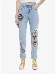 Pantalones de mezclilla Disney Coco Miguel Sugar Skull Día de los Muertos mamá talla 15 nuevos con etiquetas - Imagen 1 de 2