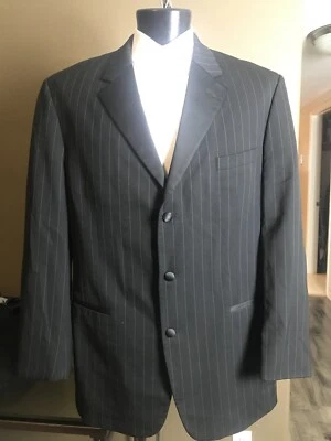 Abrigo Esmoquin 3 Botones Negro Con Rayas Blancas de Ralph Lauren Talla 46 Largo Foto 1 de 4