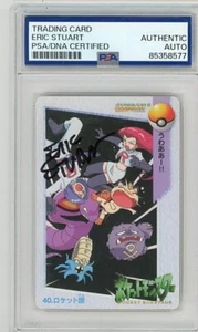 PSA Signed Eric Stuart Pokemon Japanese Bandai Carddass 1998 #40 Team Rocket - Picture 1 of 2