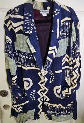 CHAQUETA MICHAEL TAYLOR Patrón Abstracto, Multicolor, Hecha en EE. UU., Forrada, Más 2x Foto 1 de 4