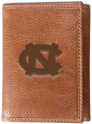 North Carolina Tarheels UNC Genuine Leather Wallet Tan Trifold - Image 1 of 2