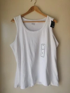 Basic Editions Women's XL Ribbed Tank Top White Wide Straps 100% Cotton KMart - Picture 1 of 4