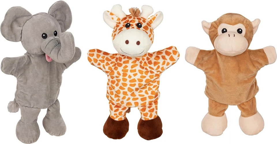 Handpuppen mit Beinen GIRAFFE AFFE ELEFANT Stofftier Handspielpuppe 3 Stück NEU - Bild 1 von 1