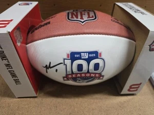 Autógrafo firmado por Malik Nabers de los Gigantes temporada 100 panel blanco certificado de autenticidad de fútbol - Imagen 1 de 4