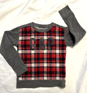 GAP Kids Pendleton soft gray sweatshirt with red plaid front. Long sleeves. MINT - Picture 1 of 5