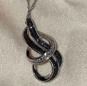 Sterling Silver .925 Necklace ,real diamonds. Tested - Picture 1 of 6