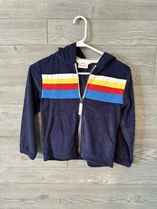 Hanna Anderson, Navy Blue Rainbow Terry Cloth Zip Up Jacket Size 5 - Picture 1 of 3