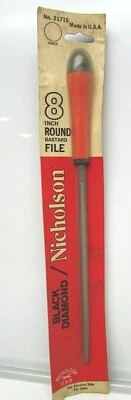 Vintage Rare Nicholson Black Diamond 8" Round Bastard File w/ Handle NOS 21715 - Image 1 of 3