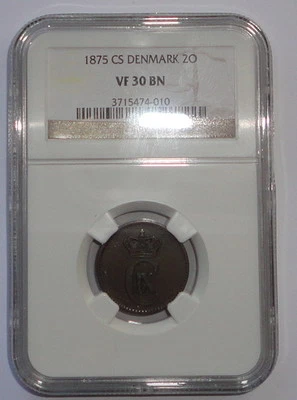 DENMARK  COIN 2 ORE 1875  NGC VF 30 BN - Image 1 of 2