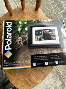 Polaroid Digital Picture Frame 7" Wood Frame 800 X 480 Resolution PDF-750W New - Picture 1 of 4
