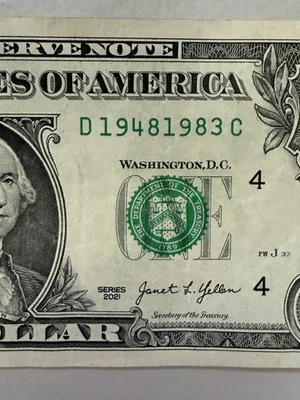 Tombstone note Dollar Bill 1948 1983 $1 Fancy Serial Number Anniversary Year - Image 1 of 4
