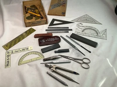 Vintage 1960’s Drafting Tools & More Lufkin Rule Sterling Protractor Carborundum - Image 1 of 4