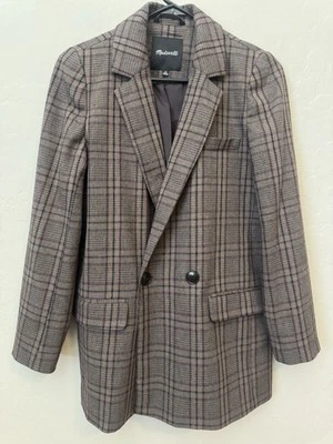 Madewell J. Crew S Blazer Hawsell Plaid Larsen Jacket Brown Maroon Academia - Image 1 of 4