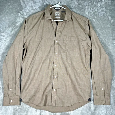 Volcom shirt Men's L button up Classic Fit Brown Long Sleeve *Picture* - Image 1 of 4