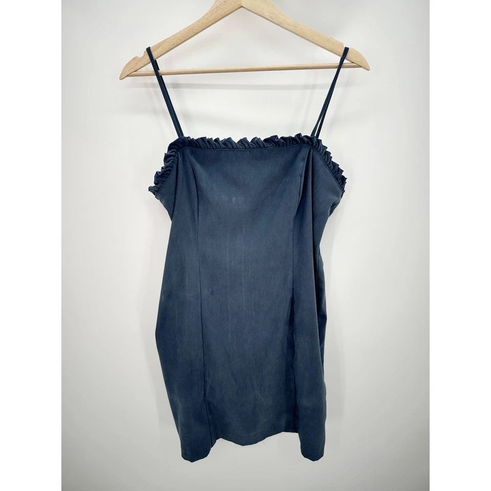 Positive Attitude Womens Vintage Y2K 90s Bodycon Mini Dress Size 14 Blue Ruffle - Image 1 of 4