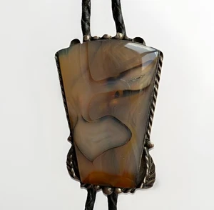 Vintage Bennett Achat Sterlingsilber Bolokrawatte mit Kristallspitzen Western Cowboy - Bild 1 von 11
