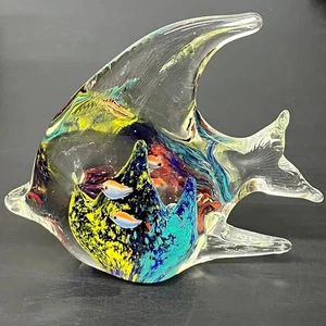 Mundgeblasene Kunst Glas tropischer Engel Fisch Figur Briefbeschwerer Ozean Dekor 6" - Bild 1 von 11