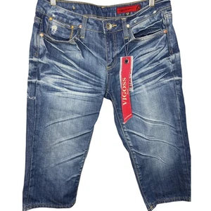 Vigoss Jeans Womens Capris Stretch Blue Denim Distressed Size 9 10 NeW wth tags - Picture 1 of 4