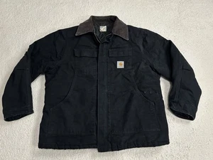 VTG Carhartt Jacket Mens 52 2XL J02 Black Canvas Arctic Quilt Lined Union Y2K - Picture 1 of 13