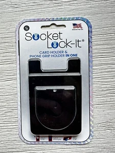 Socket Lock-it Adhesive Card Holder & Phone Grip Holder Black. MADE IN USA - Picture 1 of 2
