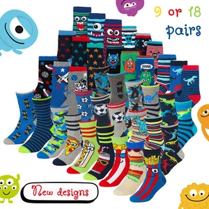 9 y 18 pares de calcetines ricos en algodón para niños calcetines 12-3 9-12 6-8 paquete - Imagen 1 de 19