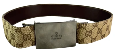 Cinturón para mujer GUCCI beige GG monograma lona cuero 70-23 hecho en Italia Foto 1 de 4