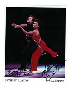 Foto firmada 8x10 de patinaje artístico olímpico Evgeny Platov Maya Usova con nuestro certificado de autenticidad - Imagen 1 de 1