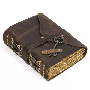 Vintage Leather Journal for Men & Women, 240 Pages of Handmade Deckle Edge Pa... - Picture 1 of 8