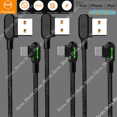 3 Pack Mcdodo 90 Degree Elbow USB Cable Charger Cord For iPhone XR 11 12 13 14 8 - Image 1 of 4