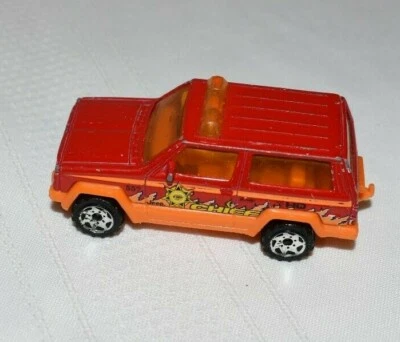 1986 Matchbox Red with Orange Flames HQ "Chief" Jeep Cherokee - Image 1 of 4