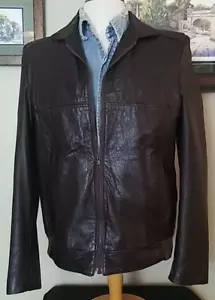 VINTAGE Grais Cabretta Leather Brown Leath Jacket w/ Zip-Out Fleece Vest 42 Long - Picture 1 of 20