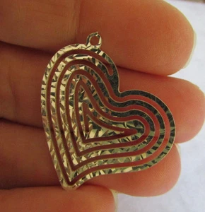 Sterlingsilber großer Herz Anhänger einfacher Charm für alle Schmuckstücke schönes süßes Geschenk! - Bild 1 von 2