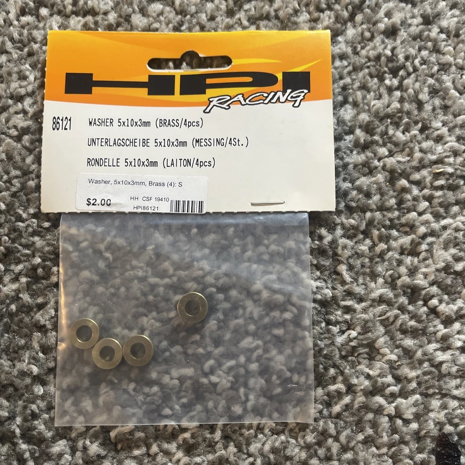 Vintage HPI #86121 Washer 5x10x3mm (Brass/4pcs) NIP - Image 1 of 1