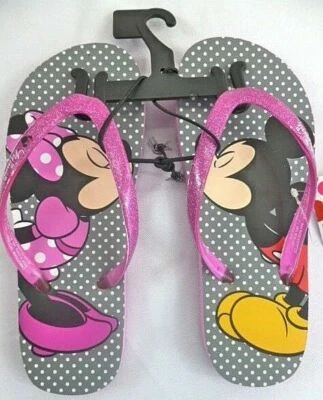 Disney Minnie Mickey Mouse Flip Flops Girl's Size Medium 13-1 Sandals Beach NEW - Image 1 of 4
