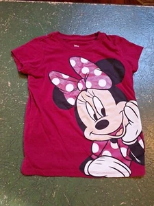 Disney Size S 6 6X Minnie Mouse Girls Burgundy Tee Glitter Minnie Miuset-shirt - Picture 1 of 6