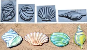 Juego de 4 moldes de plástico caracola estrella de mar concha escultura hormigón yeso piedra D97 - Imagen 1 de 11