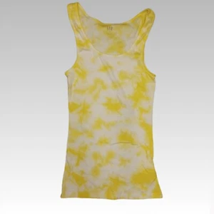 GAP Tie Dye Tank Top Slim Womens Small Slim Fit Yellow White Indie Ribbed Hippie - Picture 1 of 5