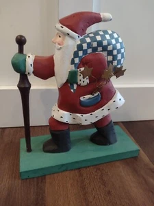Vintage Midwest of Cannon Falls Old World Wooden Santa Christmas Figure w/ stick - Picture 1 of 9
