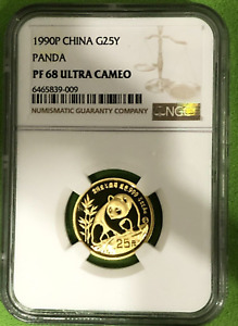 China 1990P G25Y 1/4 Oz Gold Proof Panda NGC PF68UC  C# 6465839-009