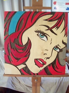 Roy Lichtenstein Inspired Three-Dimensional 23" x 23" Plywood Wall Sculpture VGC - Picture 1 of 23