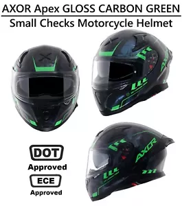 Casco de motocicleta AXOR Apex “GLOSS CARBON GREEN” pequeños controles aprobado por puntos y CEE - Imagen 1 de 10